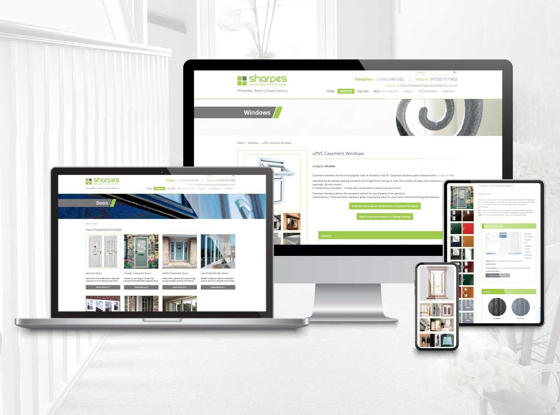 Our work sharpes windows and doors website print design