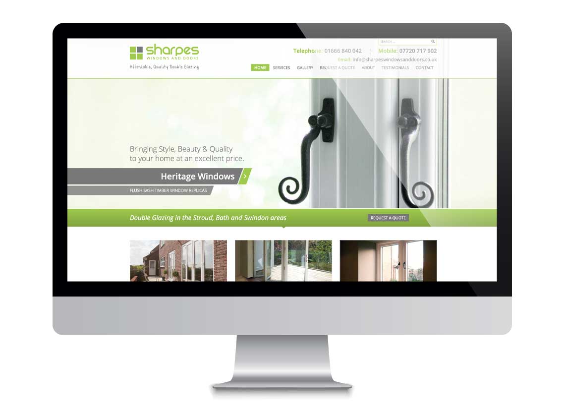 Our work sharpes windows and doors website print design